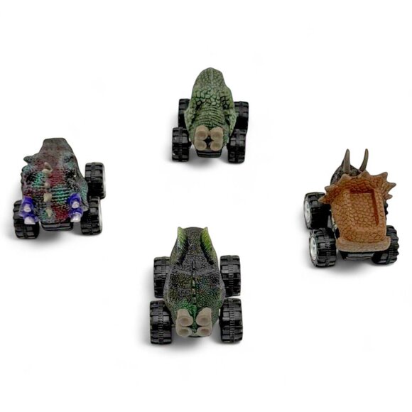 Dinosaur Monster Trucks Set Of 4 Assorted Colors & Designs Prehistoric Toy Cars - Picture 3 of 12